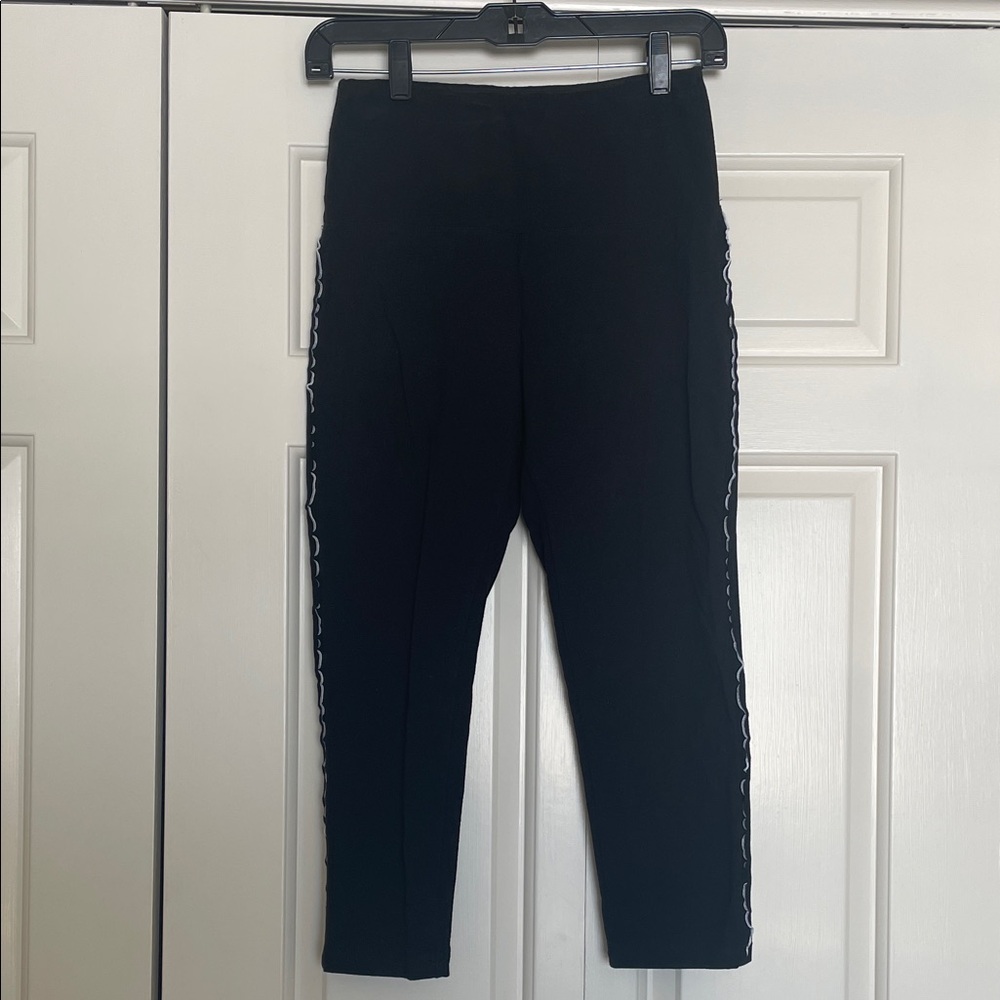 Ruby Ribbon Black Leggings with White Accents